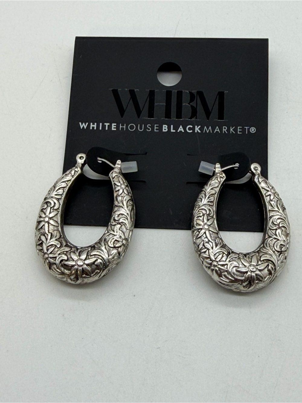 WHBM Silver Western Hoop Earrings NWT